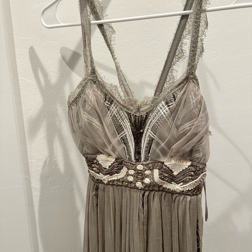 Free people Artemis Maxi Gray Dress with Lace Detail